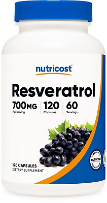 #ad Nutricost Resveratrol 700mg 120 Capsules Gluten Free Non GMO Vegan $22.98