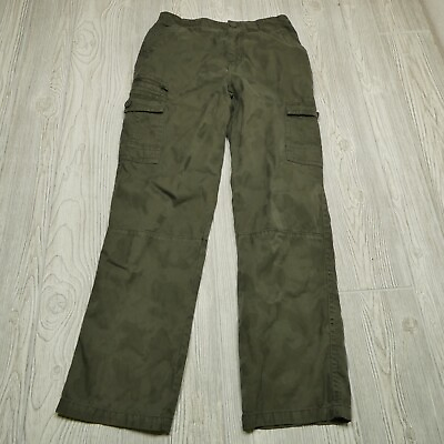 #ad Micro Pants Womens Size 18 Green Canvas Camo Cargo Straight Leg 29x30 $24.77