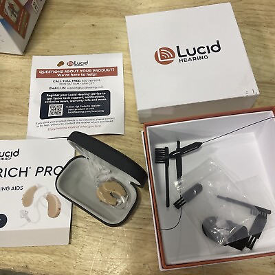 #ad Lucid Hearing Enrich Pro OTC Hearing Aids Behind The Ear Design Beige Open Box $189.99
