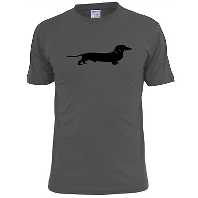 #ad Mens Dachshund Dog Silhouette v1 T Shirt Pet Pooch Sausage GBP 9.99