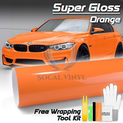 Premium Super Gloss Glossy Orange Car Vinyl Wrap Sticker Decal Air Release $2.99