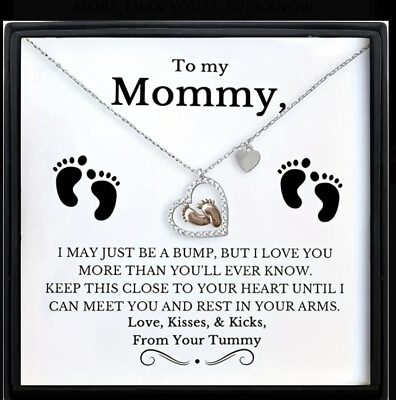 #ad To My Mommy Baby Feet ￼heart Necklace Pregnancy New Mom baby shower gift $25.00