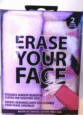 #ad Erase Your Face Reusable Makeup Removing Cloth 2 Pack Lavender $8.59