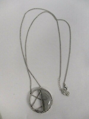 #ad ARTISAN SILVER CHAIN w HAMMERED STERLING amp; POLISHED GREY STONE PENDANT NECKLACE $56.25