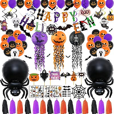 #ad 84Pcs Halloween Party Decorations Halloween Birthday Party Decorations Set In $40.84