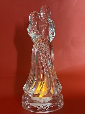 #ad Glass Bride amp; Groom Cake Topper Figurine 24% Lead Crystal Princess House 6.5quot;H $13.50