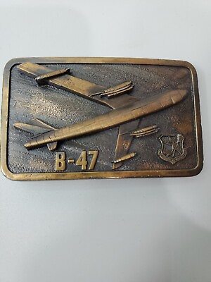 #ad Boeing US Air Force Belt Buckle 3.5quot;x2quot; Vintage Military Strategic Bomber B 47 $24.95