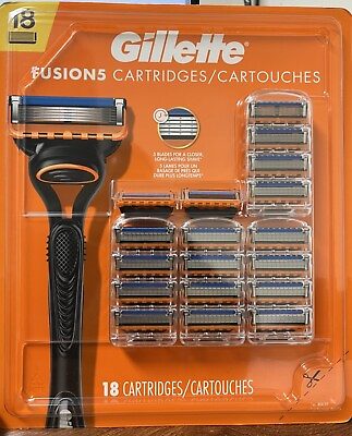 #ad Gillette Fusion 5 Razor Blades 18 Cartridges Only Factory Sealed pack No Handle $42.90