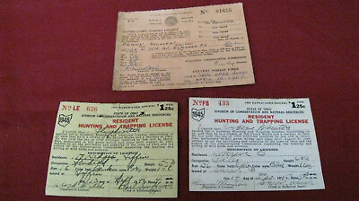 #ad 1945 amp; 1954 Ohio amp; Wisconsin Fishing and Hunting License Permit $16.99