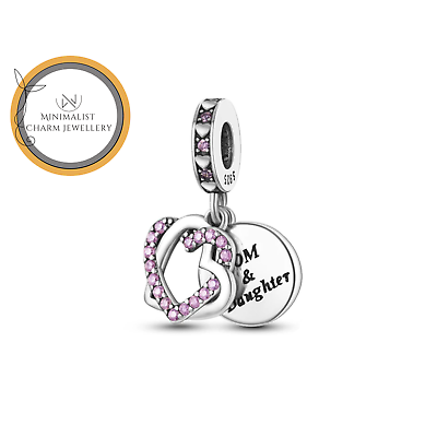 #ad Mom And Daughter Heart Dangle Charm For Bracelet Family Charm Gift For Mom $15.50
