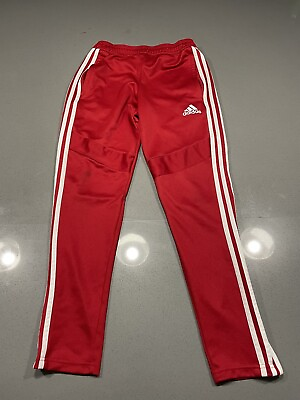 #ad Mens Red Adidas Soccer Slim Tapered Track Pants Sweats Size Small $15.00