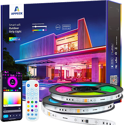#ad 65.6Ft Outdoor LED Strip Lights Waterproof Music Sync RGBIC IP65 Rainbow Led L $97.99