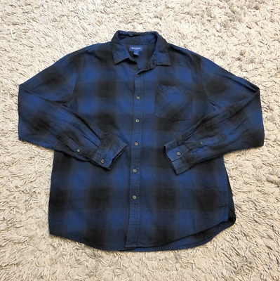 #ad Arizona Plaid Blue Flannel Shirt Button Up Size Large 100% Cotton Men#x27;s $12.09