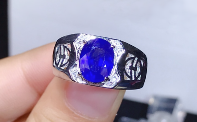 #ad Natural 2.5 Ct Deep Blue Sapphire Sterling Silver 925 Handmade Neelam Women Ring $128.00