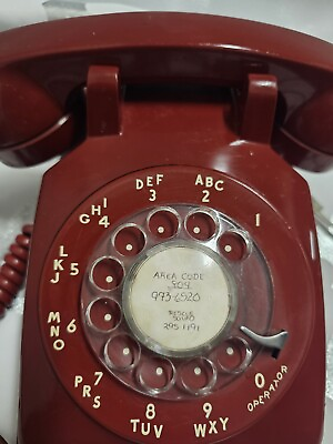 #ad Vtg Bell Systems Western Electric Red Phone Model 500 Rotary Dial Desk Telephone $45.99
