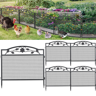 #ad 5pcs Metal Garden Fence Heavy Duty Animal Barrier Border Stop Foxes Chicken Dogs $119.90