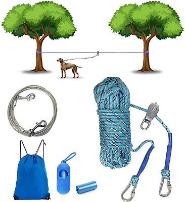 #ad Dog Line Dog Run Tie Out Cable Dog Trolley System for Large Dogs Dog Chains for $49.99