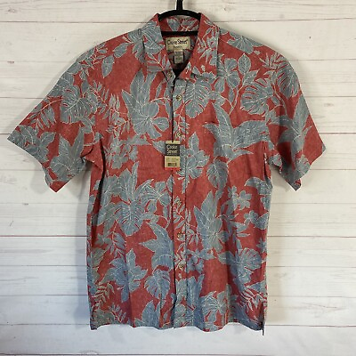 #ad Cooke Street Honolulu Mens Floral Print Button Front Shirt M Red Blue Cotton New $22.00