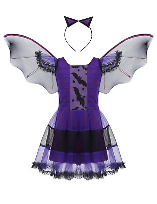 Kids Girls Halloween Costumes Retro Vampire Palace Dress Up Velvet Long Dress $18.85