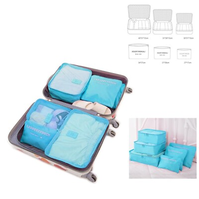 #ad 6PCS S M L Waterproof Luggage Packing Cubes amp; Laundry Pouches For Travelamp;Storage $7.05