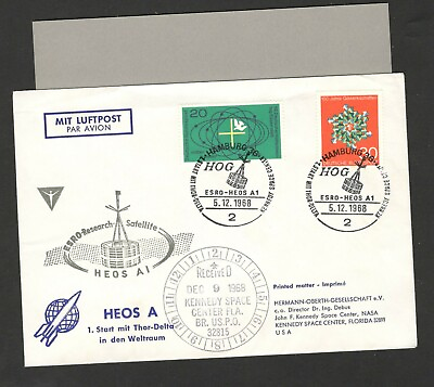 #ad GERMANY COVER ROCKET SATELLITE quot;HEOS Aquot; KENNEDY SPACE CENTER NASA 1968. $7.05