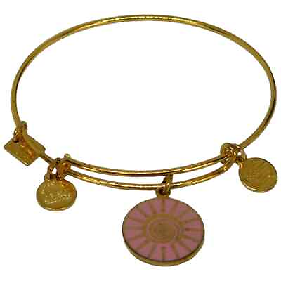 #ad Alex and Ani Bracelet Spiral Sun Charm Light Pink Gold Tone Bangle 7.0quot; $9.49