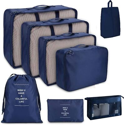 #ad 8 PCS Travel Luggage Organiser Set Suitcase Storage Bags Clothing Packing Cubes $14.59