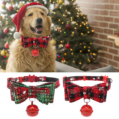 #ad Christmas Cat Collar with Bell amp; Bow Tie Quick Release Safety Buckle Cat Collar $8.64