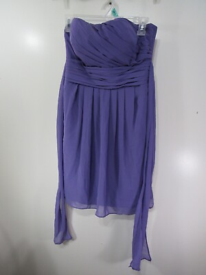 #ad Womens Bill Levkoff Formal Strapless Dress Size 6 Purple Tie Belt Back Zipper $14.99