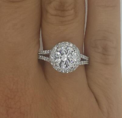 #ad 4.75 Ct Split Shank Pave Round Cut Diamond Engagement Ring VS1 G White Gold 18k $10435.00