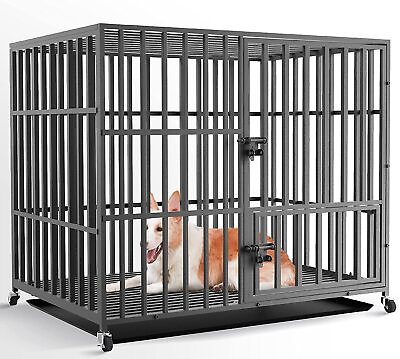 #ad L XL XXL Heavy Duty Dog Cage Large Dog Training Reduce Barking Wheels Pet Kennel $158.99