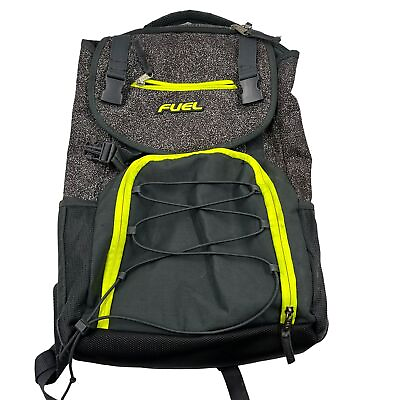 #ad FUEL school backpack book bag Gray Green Nylon Canvas Zip Closure $20.99