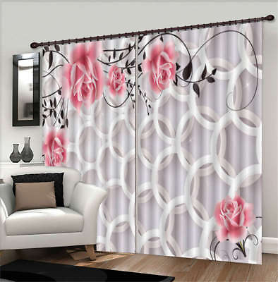 #ad Charming Pink Roses 3D Curtain Blockout Photo Printing Curtains Drape Fabric AU $329.99