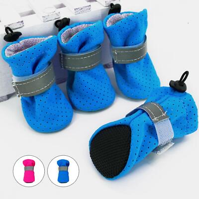 4pcs Small Dog Non Slip Shoes Reflective Breathable Pet Walk Boots Paw Protector $11.99