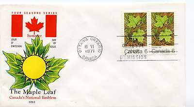 #ad Canada 536 Maple Leaf Summer Cole pair FDC $2.50