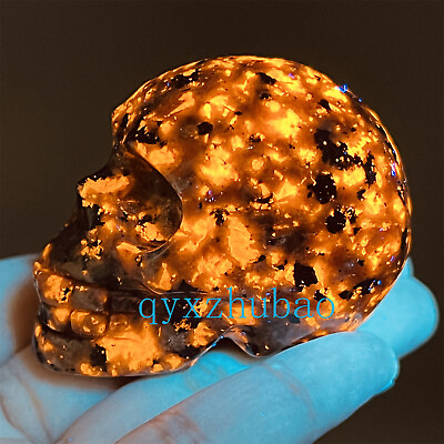 #ad #ad 1pc natural Flame#x27;s stone skull quartz crystal carved skull reiki healing 2quot; $10.99
