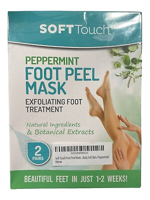 #ad Soft Touch Peppermint Foot Peel Mask Exfoliating Foot Treatment 2 Pairs $16.99