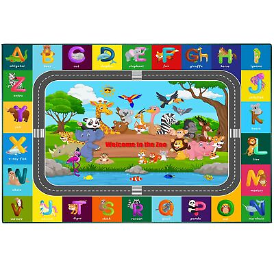 #ad ABC Alphabet Animals Zoo Baby Educational Rug Kids Playtime Collection Area... $54.25