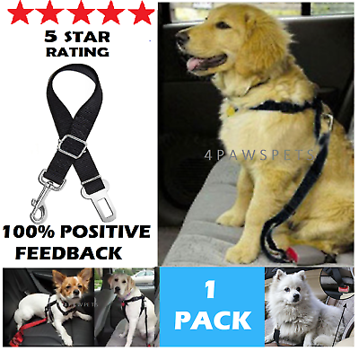 #ad ONE Dog Pet Cat Safety SEAT BELT Car Seat Belt Adjustable Harness Lead 5 STARS $6.49