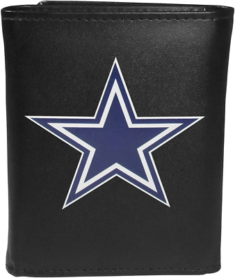 #ad NFL Dallas Cowboys Tri Fold Wallet Large Logo Black $30.87