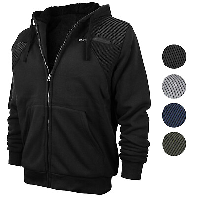Men#x27;s Quilted Moto Sherpa Fleece Lined Zip Up Hoodie Jacket $35.99