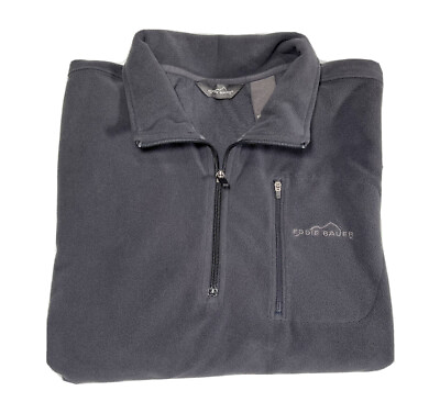 #ad Eddie Bauer Mens 1 4 Zip Pullover Jacket Fleece Large Gray $24.95