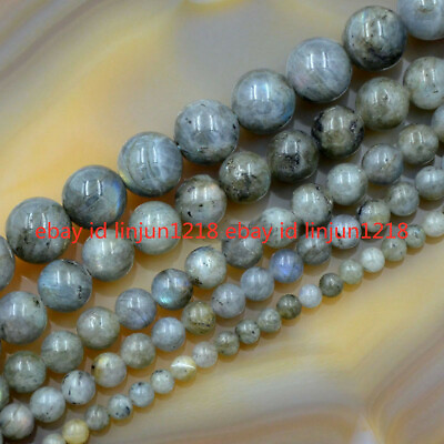 #ad Natural Labradorite Gemstone Round Loose Beads 15#x27;#x27; 6mm 8mm 10mm 12mm $3.99