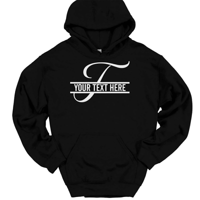 #ad Letter T Monogram Your Text Here Custom Hooded Sweatshirt Personalized Hoodie $34.99