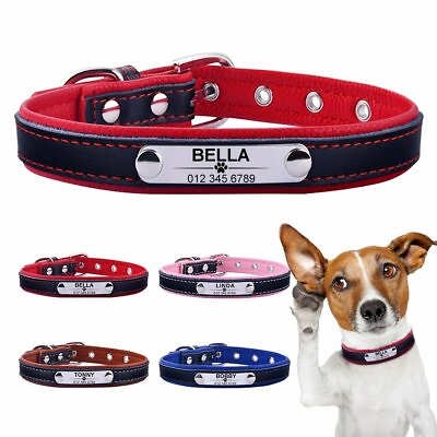 #ad #ad Leather Personalized Dog Collar ID Tag Custom Engraved Name Small Medium Large $8.99