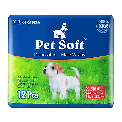 #ad Disposable Male Wrap Dog Diaper12PcsXS $20.61