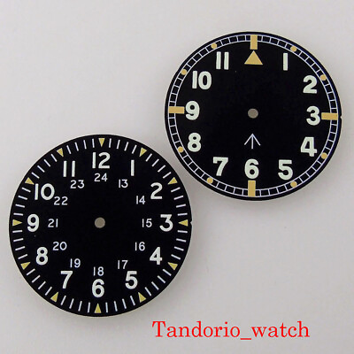 #ad 33.6mm Black Sterile Watch Dial Face Fit NH35 NH36 MIYOTA 8215 821A ETA 2824 DG $22.50