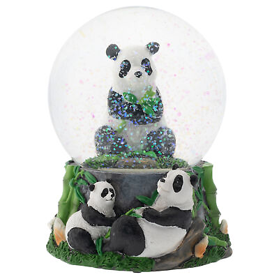 #ad Hugging Panda Bear Family 100MM Musical Water Globe Plays Born Free $19.95