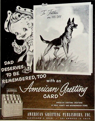 #ad 1948 American Greeting Card Publishers Vintage 1940s Print Ad Dog German Shepard $11.99