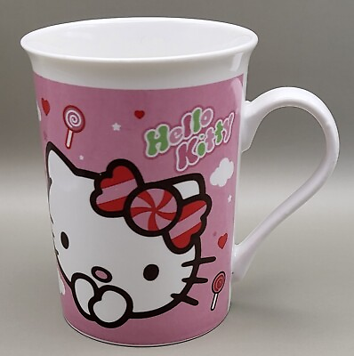 #ad Hello Kitty Mug Pink Ceramic Coffee Cup By Sanrio 10 fl oz $5.79